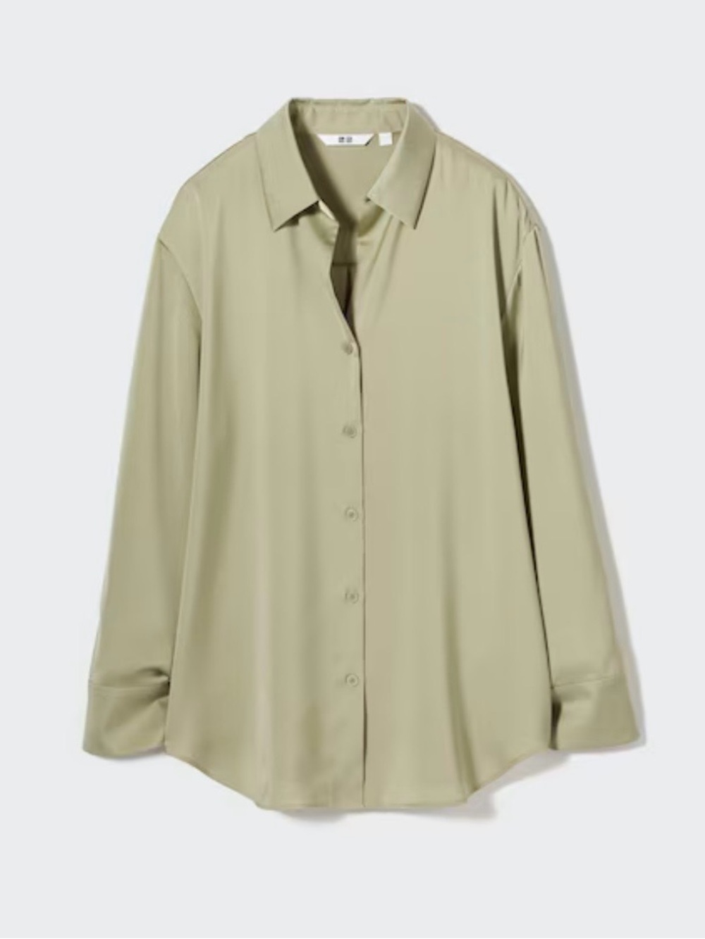 UNIQLO Women’s Satin Button Down Blouse in Green Sz L - Picture 2 of 7
